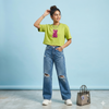 Pink Gummy Bear Lime Green Crop T-Shirt