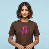 Pink Gummy Bear Brown Crop T-Shirt