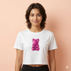 Pink Gummy Bear White Crop T-Shirt