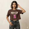 Chocolate Brown Graphic Crop Tee
