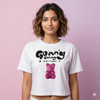 White Gummy Graphic Crop Tee