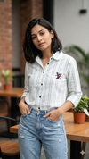 Classic Blue Stripe White Shirt