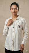 White Blue Stripe Formal Shirt